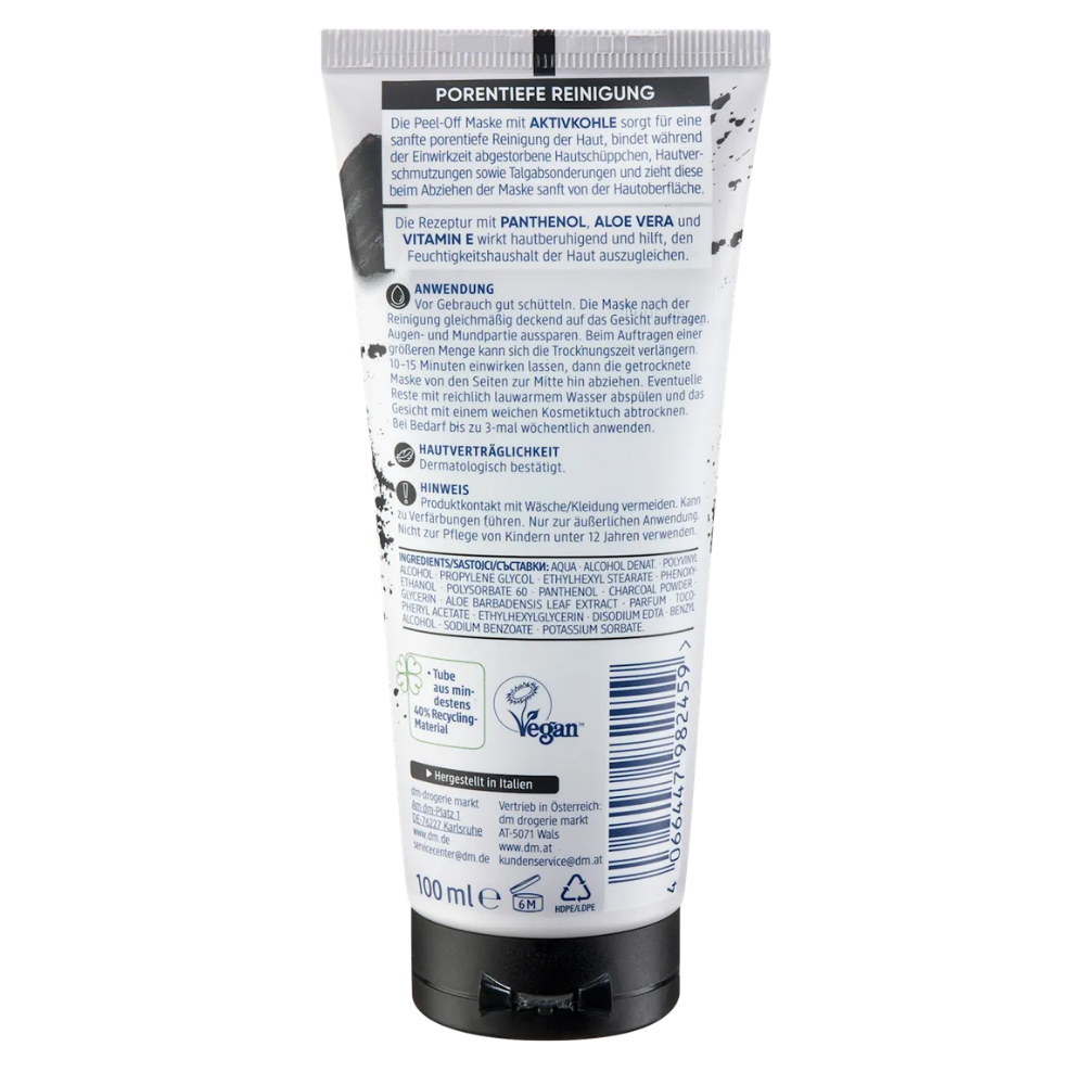 Balea Peel-Off Face Mask Activated Charcoal – 100 ml