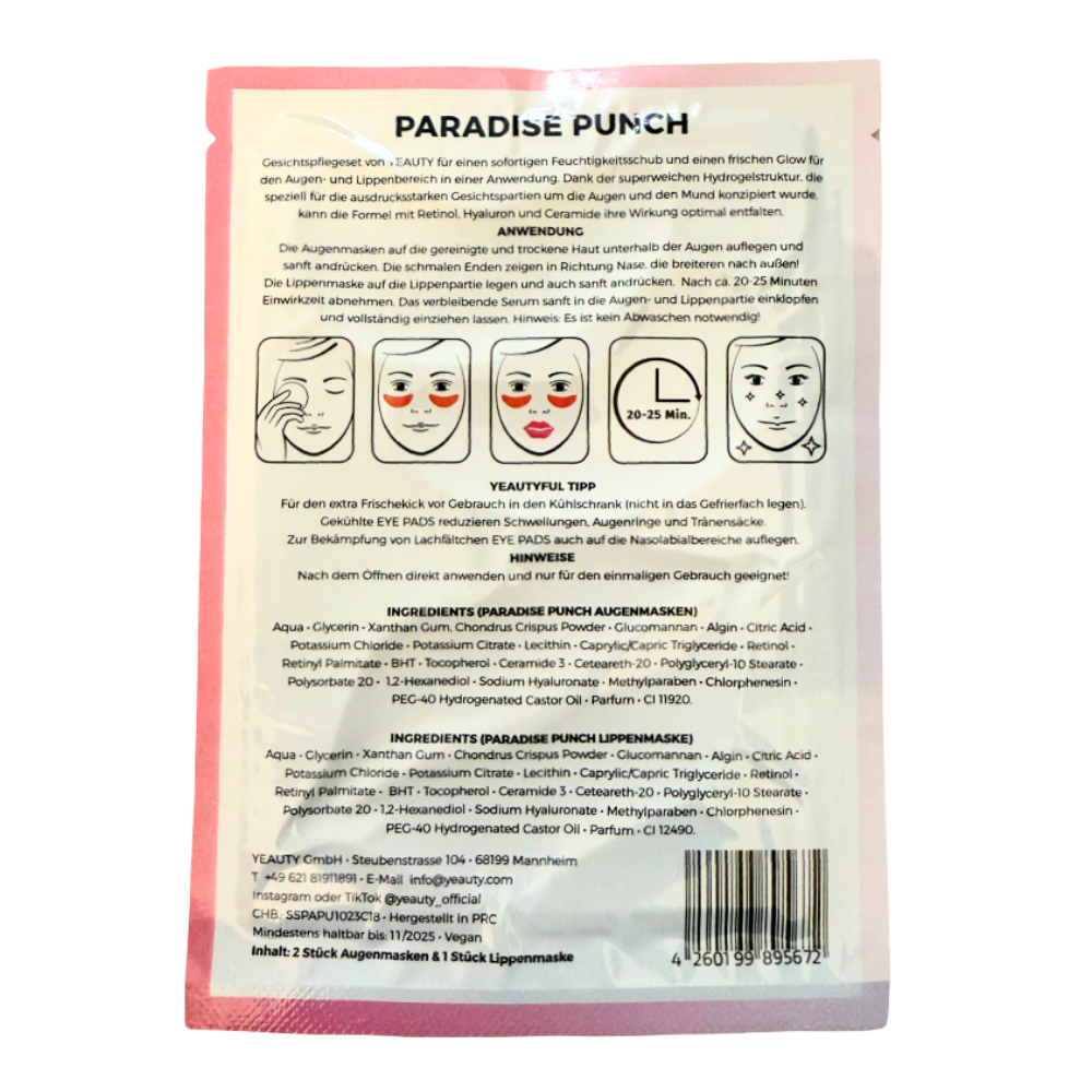 EYE & LIP PATCHES SET PARADISE PUNCH - YEAUTY