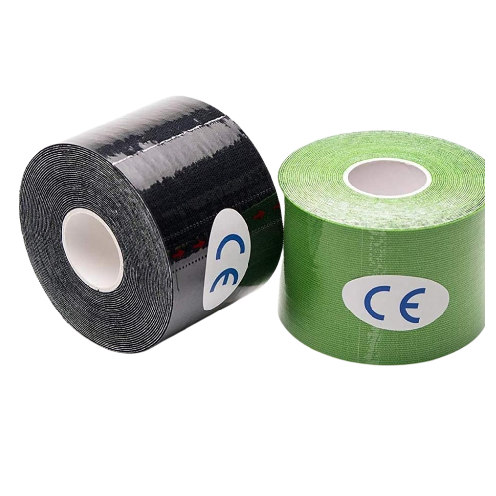 Kinesiology Athletic Tape – 2 Pack (Green & Black) | Uncut Support for Muscles & Joints