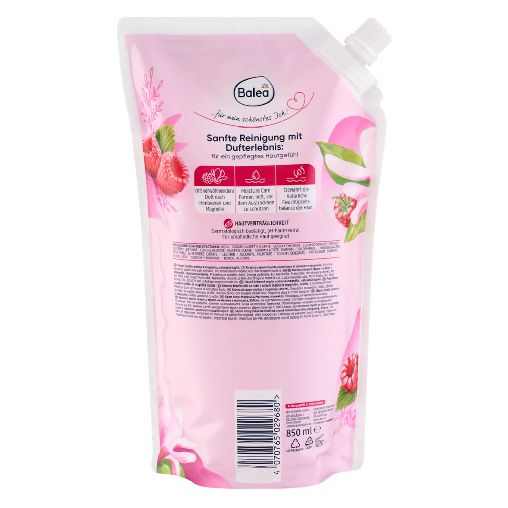 Balea Cream Soap Raspberry & Magnolia Refill Pack – 850 ml – view 2