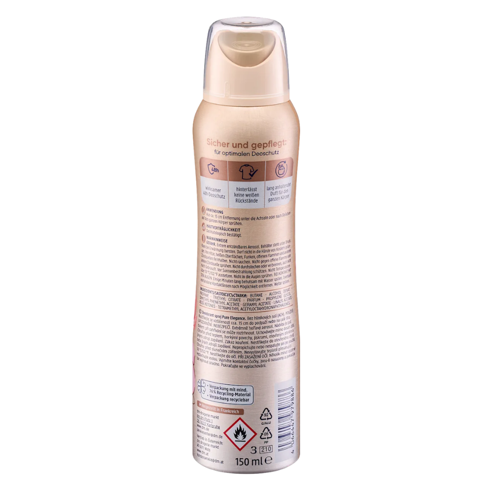 Balea Deodorant Spray Perfume "Pure Elegance" – 150 ml – view 2