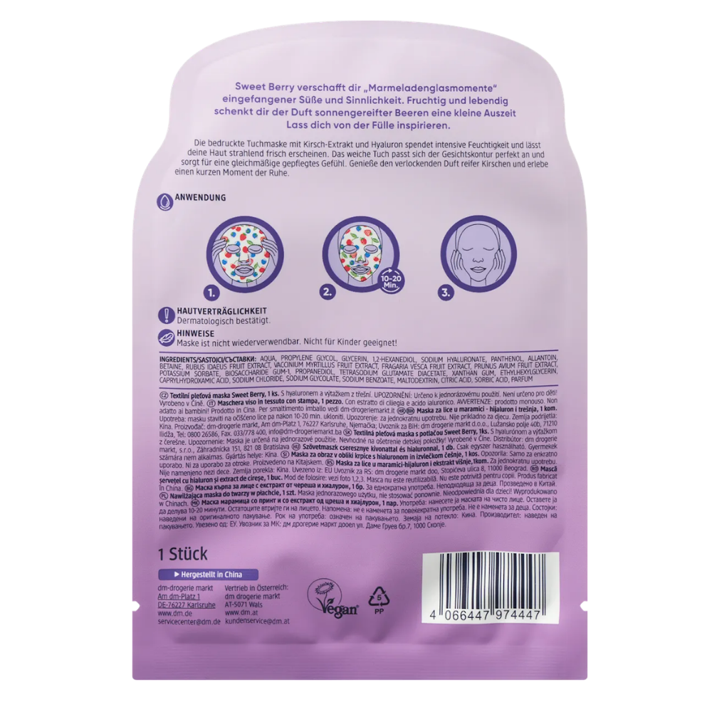 Balea Printed Sheet Mask "Sweet Berry" – 1 pc