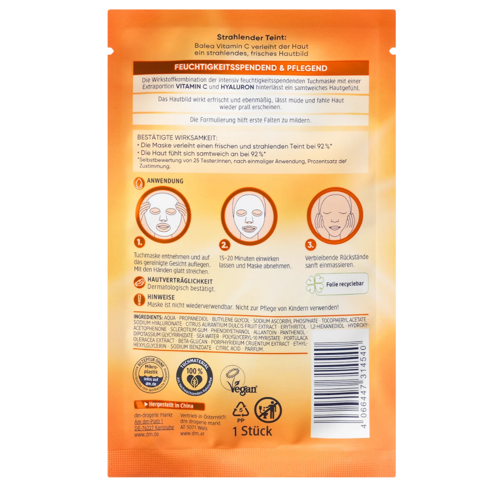 VITAMIN C SHEET FACE MASK - BALEA - 1 pc
